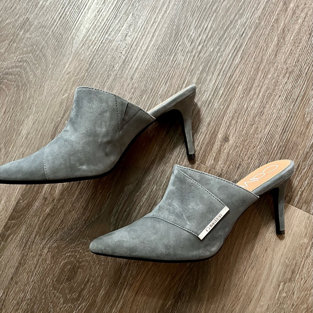 Calvin Klein Blue Suede Mules